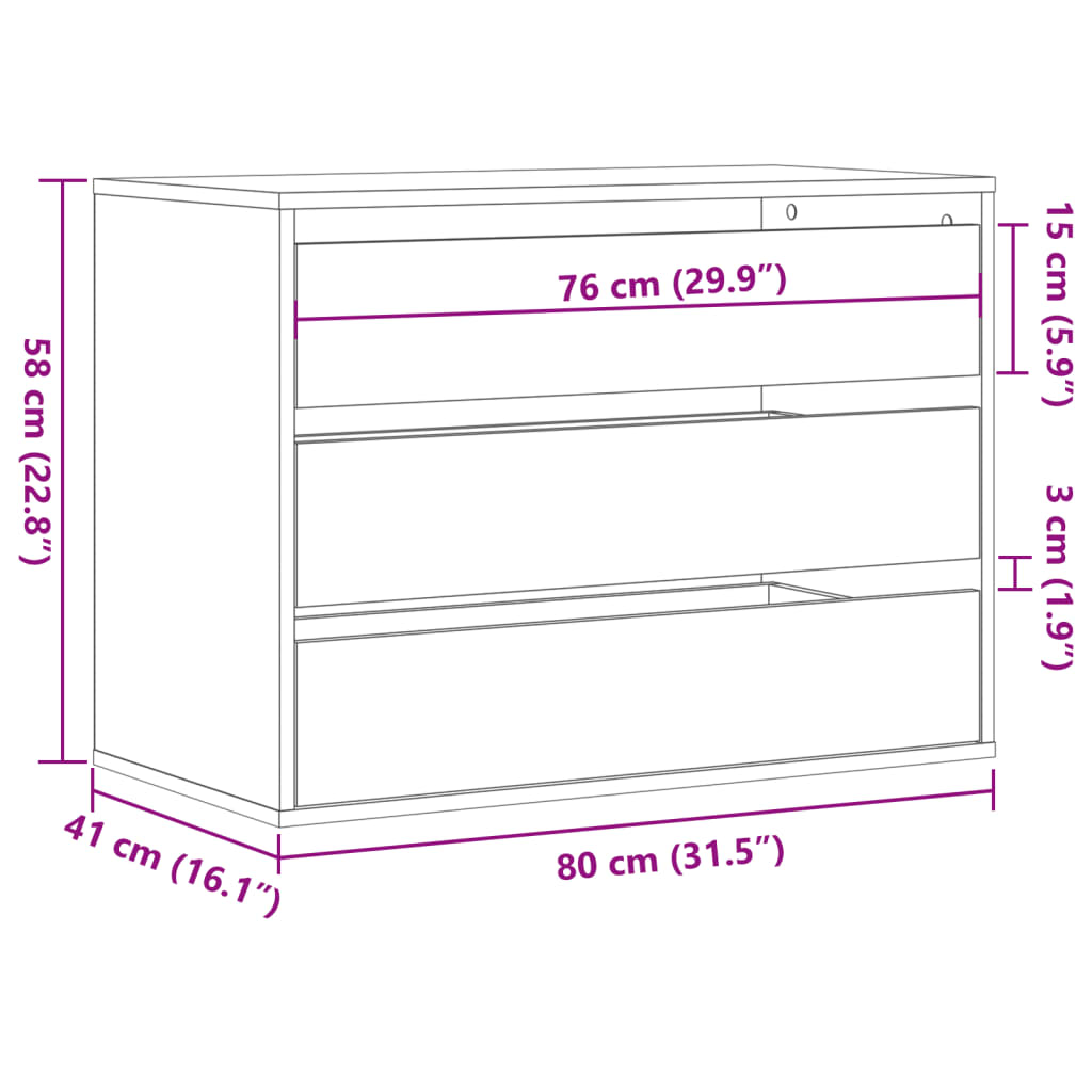 Kommode Weiß 80x41x58 cm Holzwerkstoff