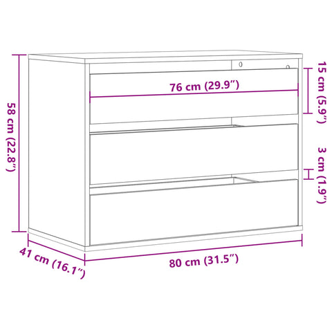 Kommode Altholz-Optik 80x41x58 cm Holzwerkstoff