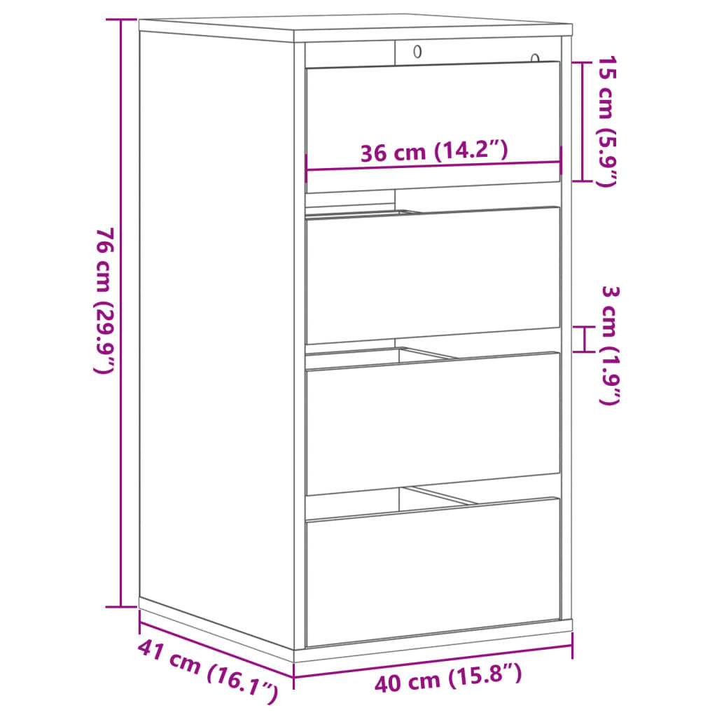 Kommode Weiß 40x41x76 cm Holzwerkstoff