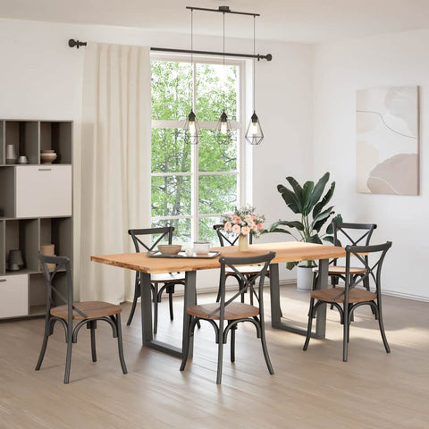 Esstisch mit Baumkanten 220x100x74 cm Massivholz Eiche