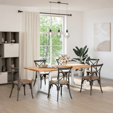 Esstisch mit Baumkanten 220x100x74 cm Massivholz Eiche