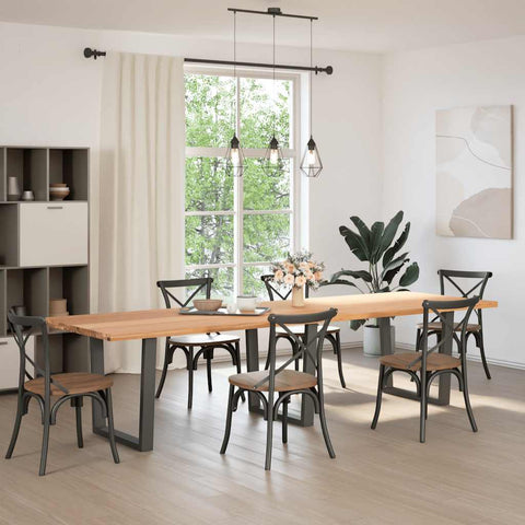 Esstisch mit Baumkanten 320x100x74 cm Massivholz Eiche