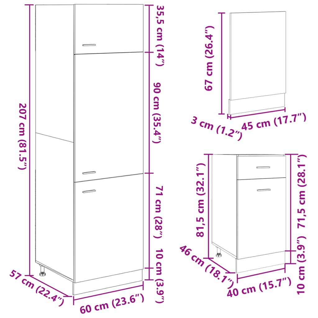 7-tlg. Küchenschrank-Set Sonoma-Eiche Holzwerkstoff