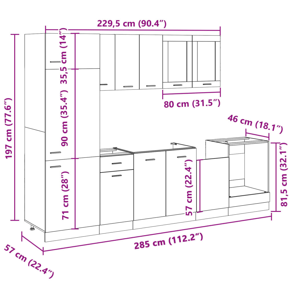 8-tlg. Küchenschrank-Set Sonoma-Eiche Holzwerkstoff