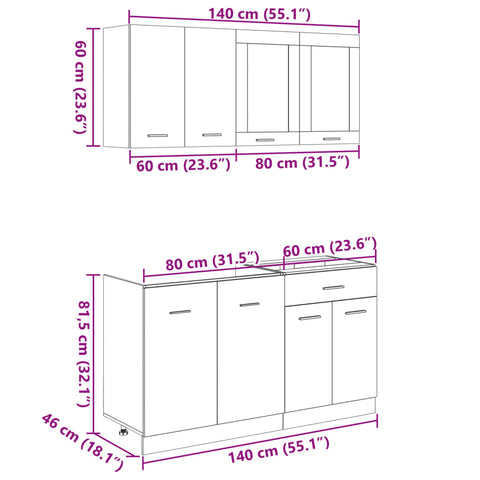 4-tlg. Küchenschrank-Set Sonoma-Eiche Holzwerkstoff