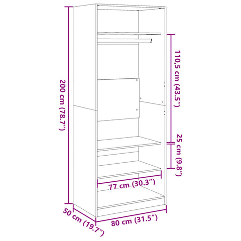 Kleiderschrank Altholz-Optik 80x50x200 cm Holzwerkstoff