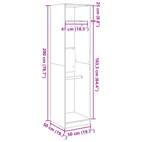 Kleiderschrank Altholz-Optik 50x50x200 cm Holzwerkstoff