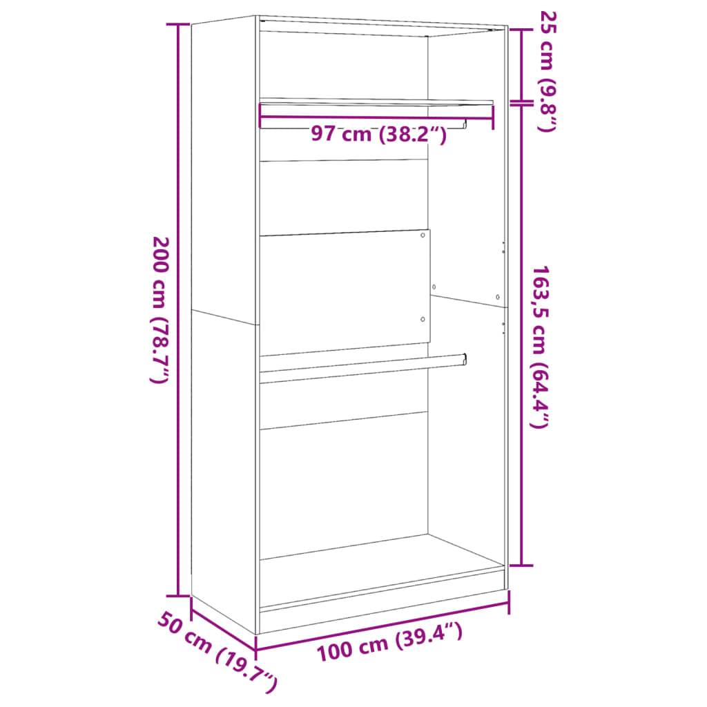 Kleiderschrank Altholz-Optik 100x50x200 cm Holzwerkstoff