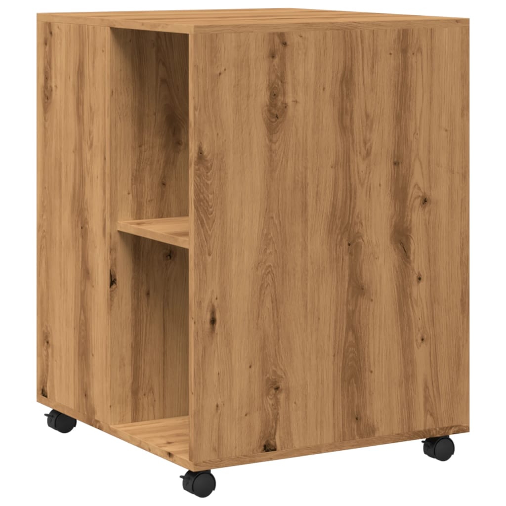 Beistelltisch mit Rollen Artisan-Eiche 55x60x78cm Holzwerkstoff