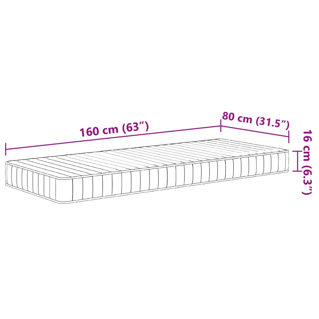 Kindermatratze Schaumstoff Mittelweich 80x160 cm