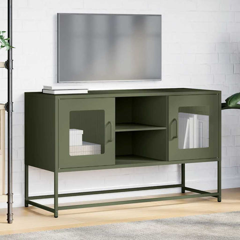 TV-Schrank Olivgrün 100,5x39x60,5 cm Stahl