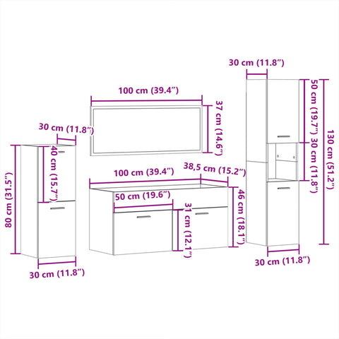 4-tlg. Badmöbel-Set Weiß Holzwerkstoff