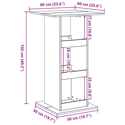 Bartisch mit Ablagen Schwarz 60x60x102 cm Holzwerkstoff