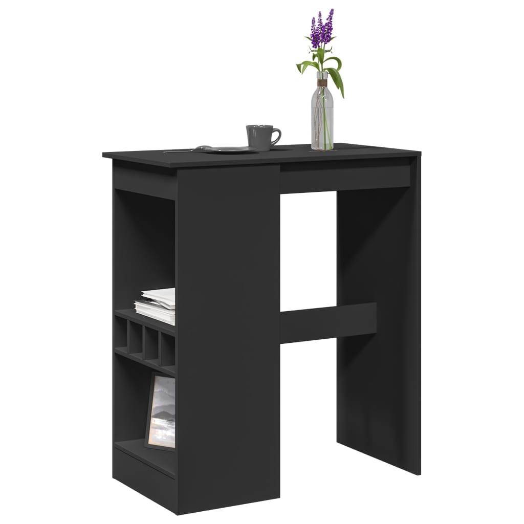 Bartisch mit Regal Schwarz 90x47,5x103,5 cm Holzwerkstoff