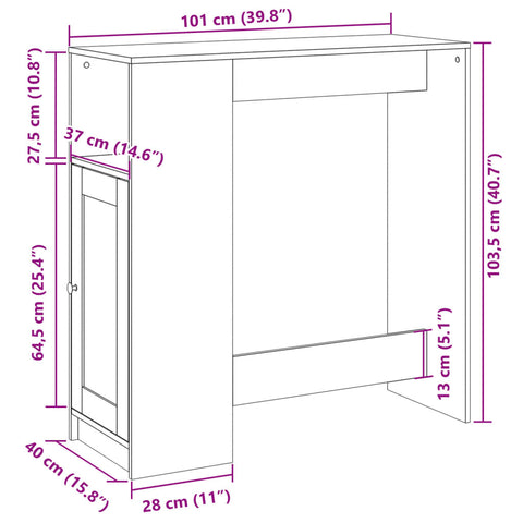 Bartisch mit Regal Schwarz 101x40x103,5 cm Holzwerkstoff