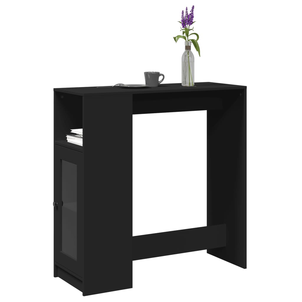 Bartisch mit Regal Schwarz 101x40x103,5 cm Holzwerkstoff