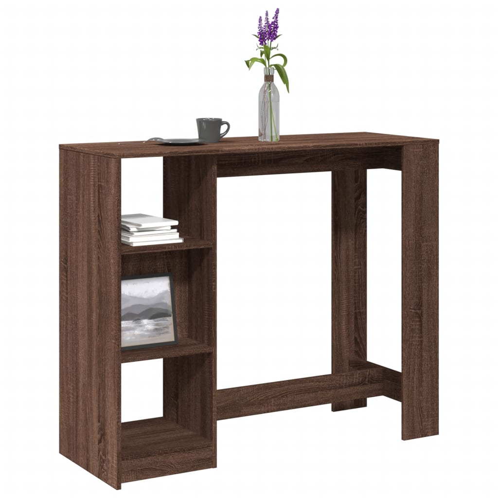 Bartisch mit Regal Braun Eiche 124x46x103,5 cm Holzwerkstoff