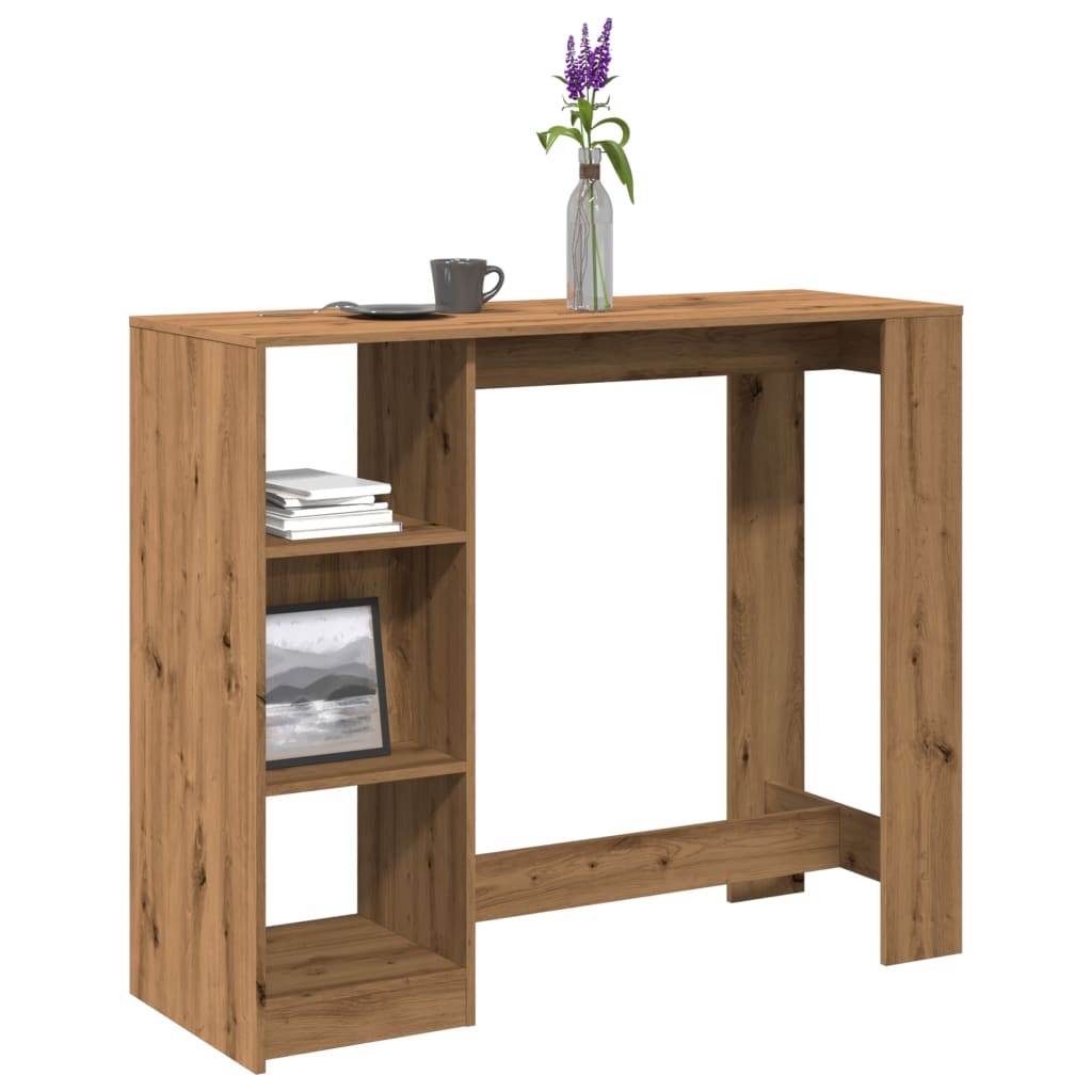 Bartisch mit Regal Artisan-Eiche 124x46x103,5 cm Holzwerkstoff