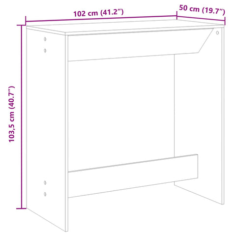 Bartisch Weiß 102x50x103,5 cm Holzwerkstoff