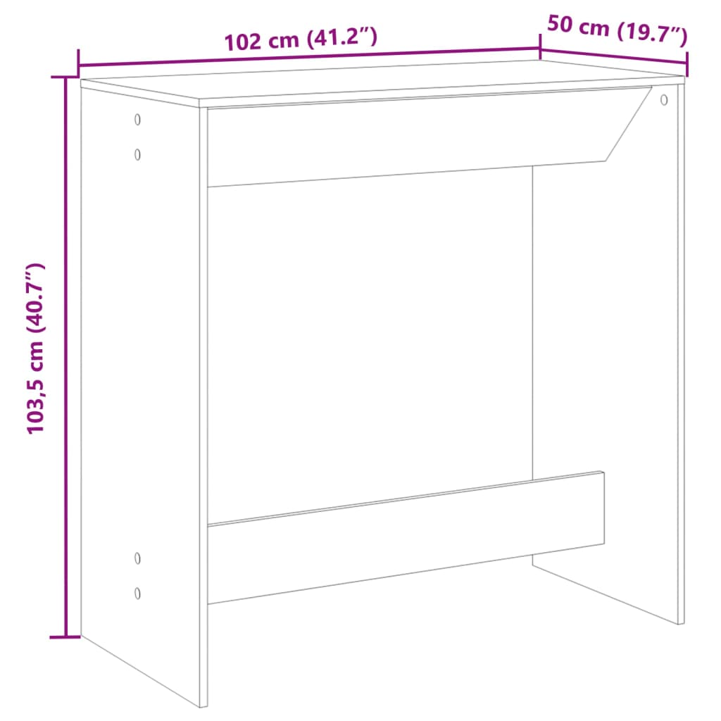 Bartisch Betongrau 102x50x103,5 cm Holzwerkstoff