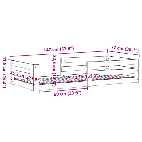 Massivholzbett ohne Matratze Wachsbraun 70x140 cm Kiefernholz