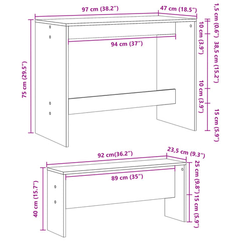 3-tlg. Esstisch und Bank Set Weiß Holzwerkstoff