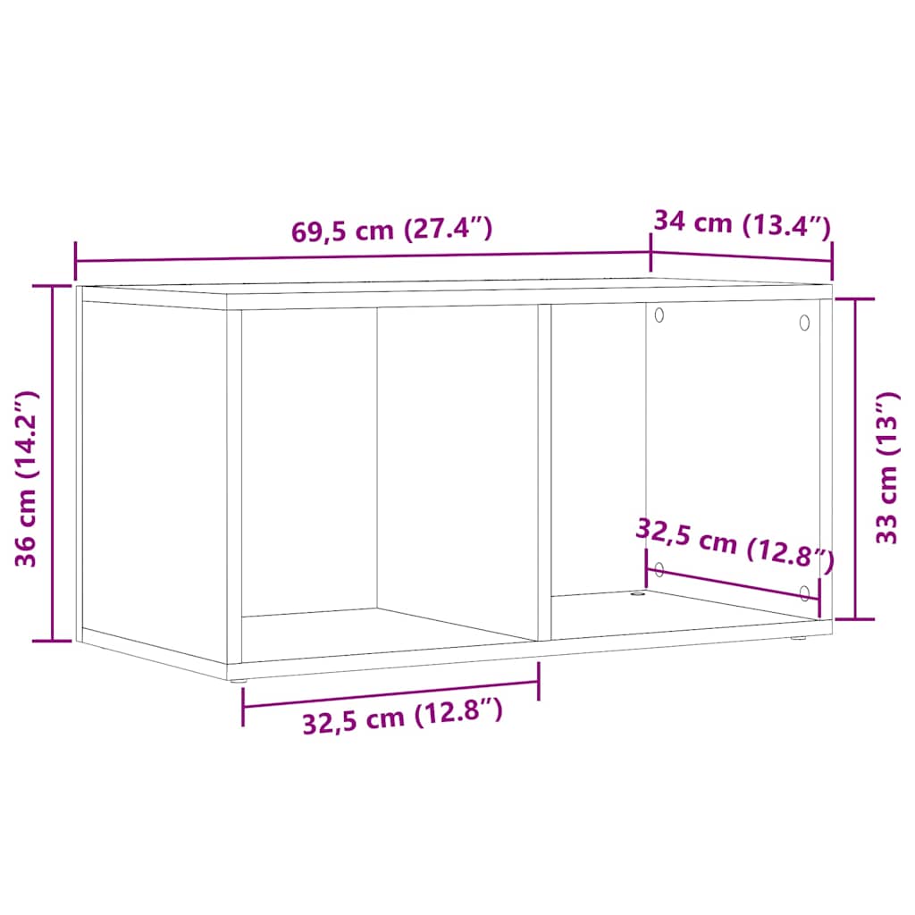 Aufbewahrungstruhe Altholz-Optik 69,5x34x36 cm Holzwerkstoff