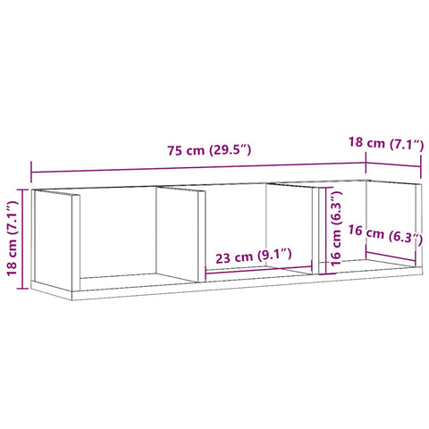 CD-Wandregal Altholz-Optik 75x18x18 cm Holzwerkstoff