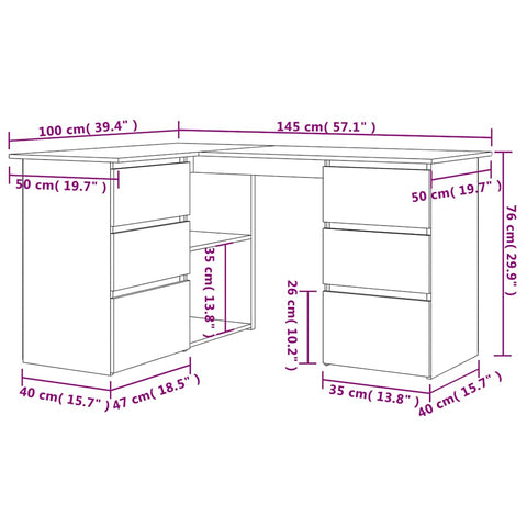 Eckschreibtisch Altholz-Optik 145x100x76 cm Holzwerkstoff