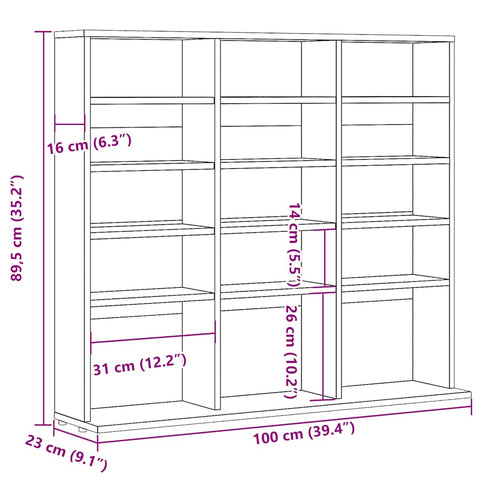 CD-Regal Altholz-Optik 100x23x89,5 cm Holzwerkstoff