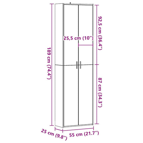 Flurschrank Artisan-Eiche 55x25x189 cm Holzwerkstoff