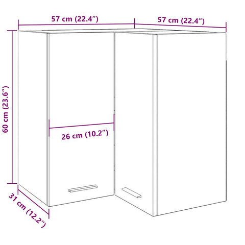 Eck-Hängeschrank Artisan-Eiche 57x57x60 cm Holzwerkstoff