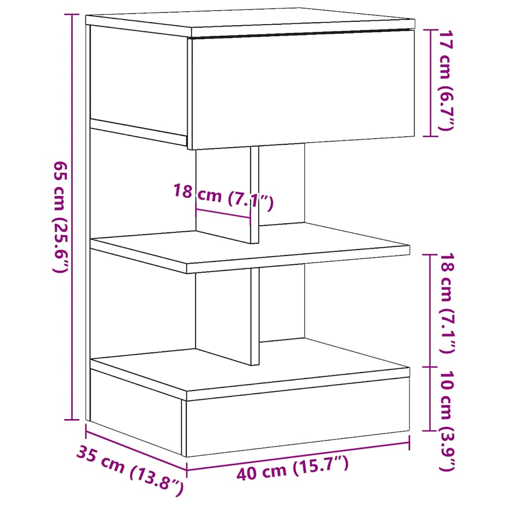 Nachttisch Artisan-Eiche 40x35x65 cm Holzwerkstoff