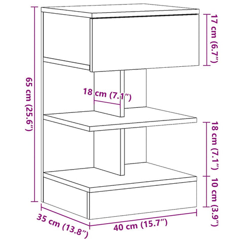 Nachttisch Artisan-Eiche 40x35x65 cm Holzwerkstoff