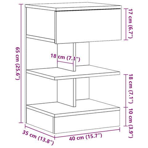 Nachttische 2 Stk. Artisan-Eiche 40x35x65 cm Holzwerkstoff