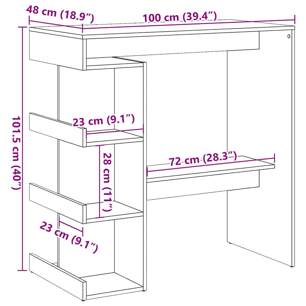 Bartisch mit Regal Altholz-Optik 100x48x101,5 cm