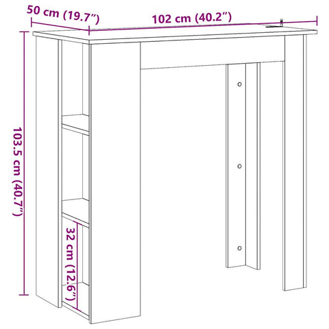 Bartisch mit Regal Artisan-Eiche 102x50x103,5 cm Holzwerkstoff