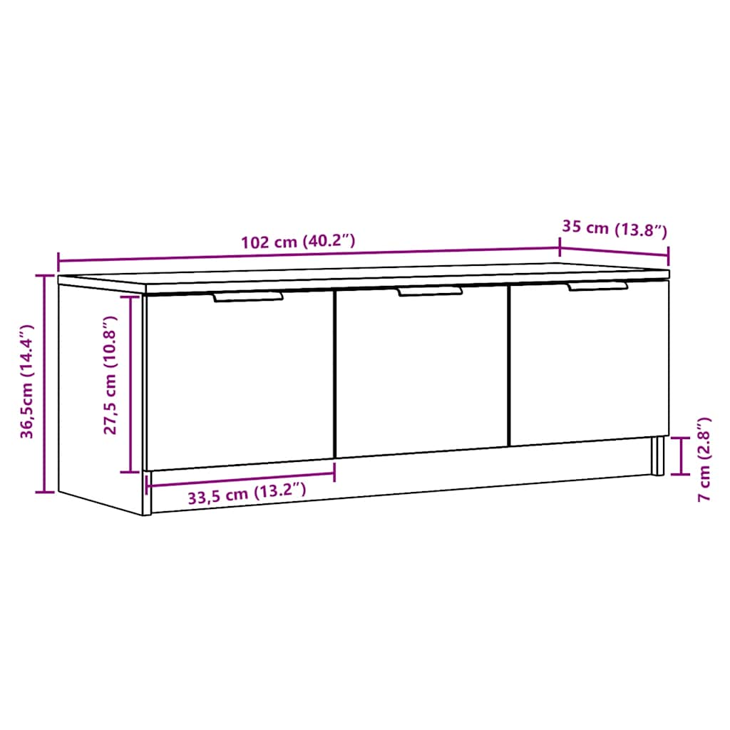 TV-Schrank Artisan-Eiche 102x35x36,5 cm Holzwerkstoff