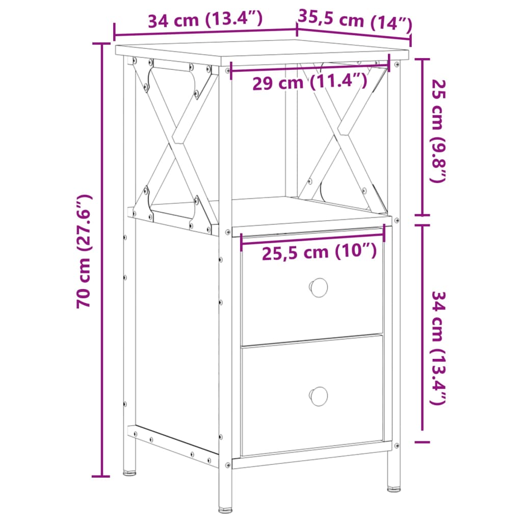 Nachttisch Altholz-Optik 34x35,5x70 cm Holzwerkstoff