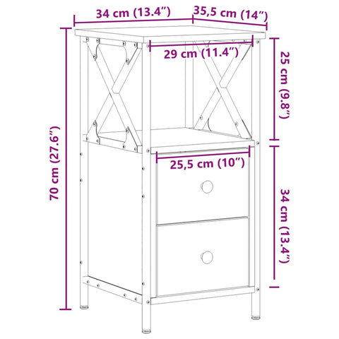 Nachttisch Altholz-Optik 34x35,5x70 cm Holzwerkstoff