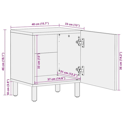 Nachttisch Braun 40x33x46 cm Massivholz Mango