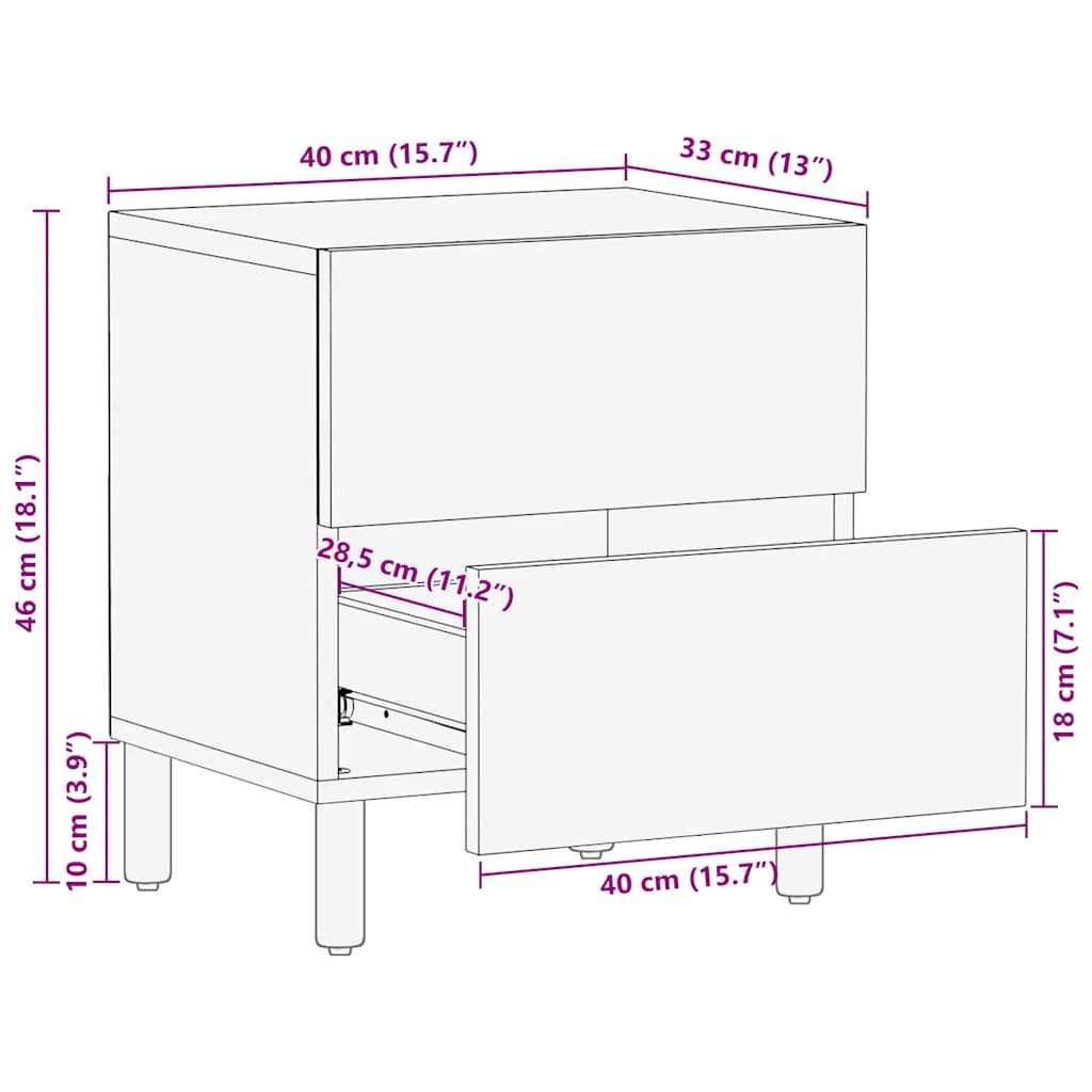 Nachttische 2 Stk. Braun 40x33x46 cm Massivholz Mango