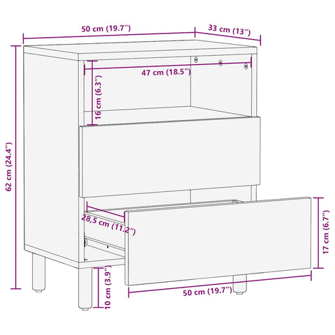 Nachttisch Braun 50x33x60 cm Massivholz Mango