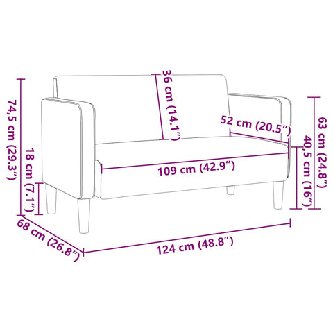 Zweisitzer-Sofa Hellgrau 109 cm Cordstoff