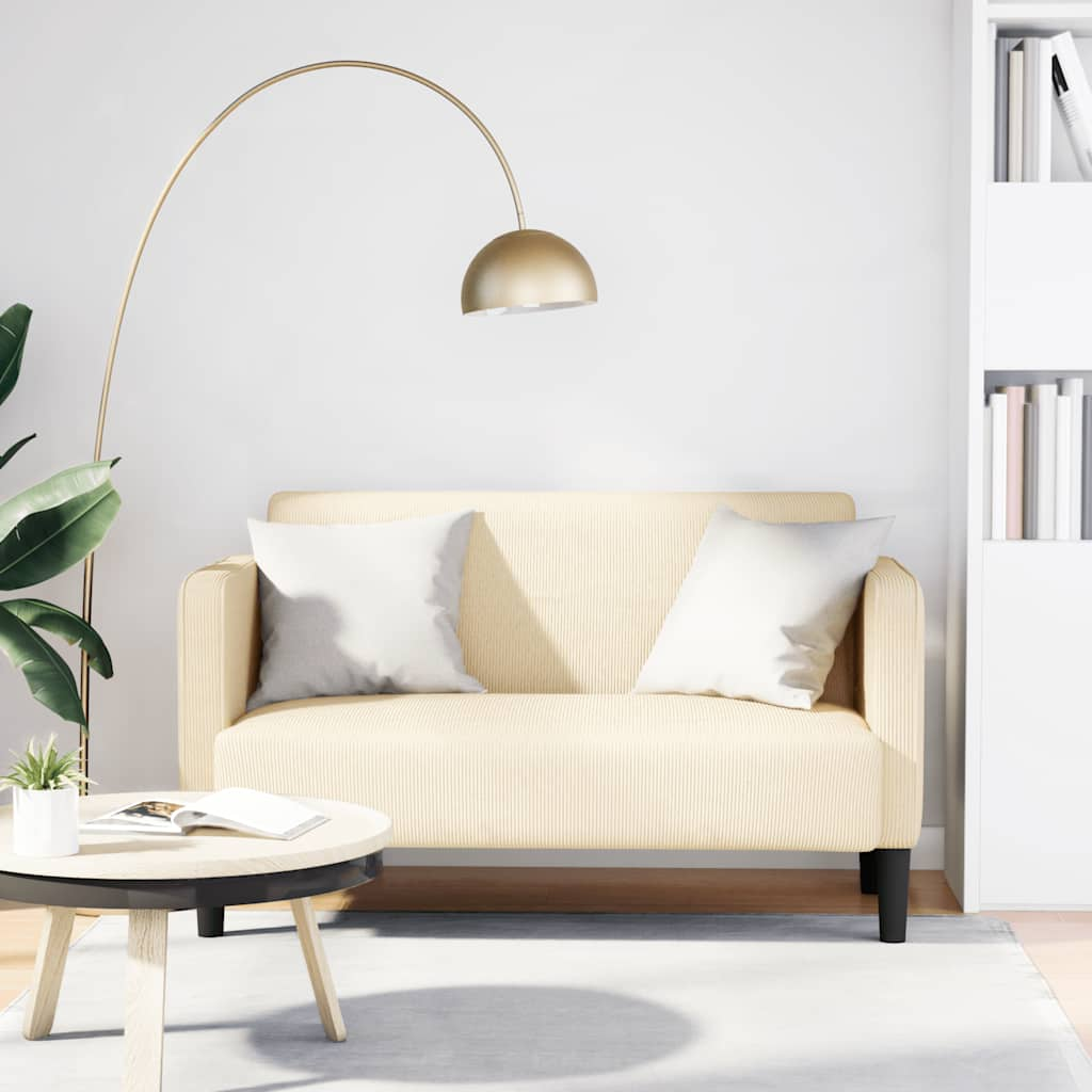 Zweisitzer-Sofa Creme 109 cm Cordstoff