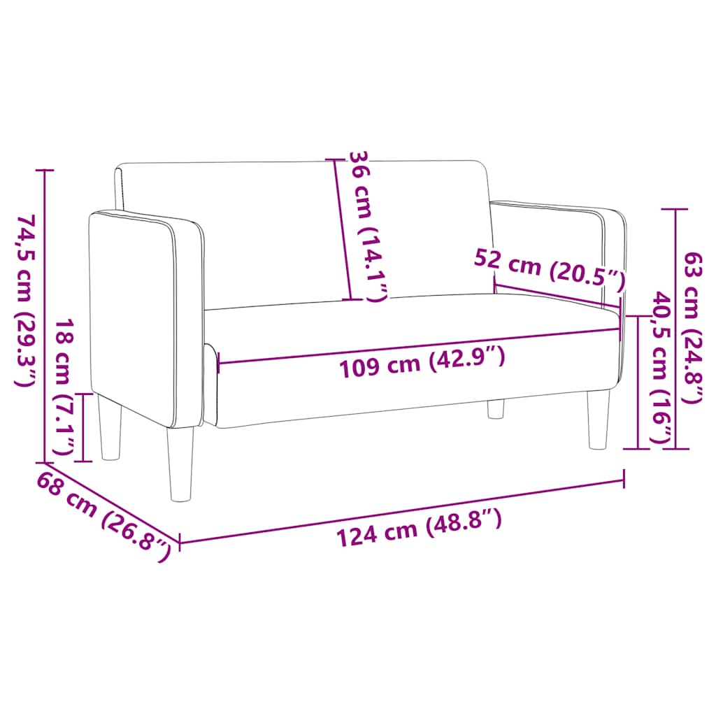 Zweisitzer-Sofa Hellgrün Grau 109 cm Cordstoff