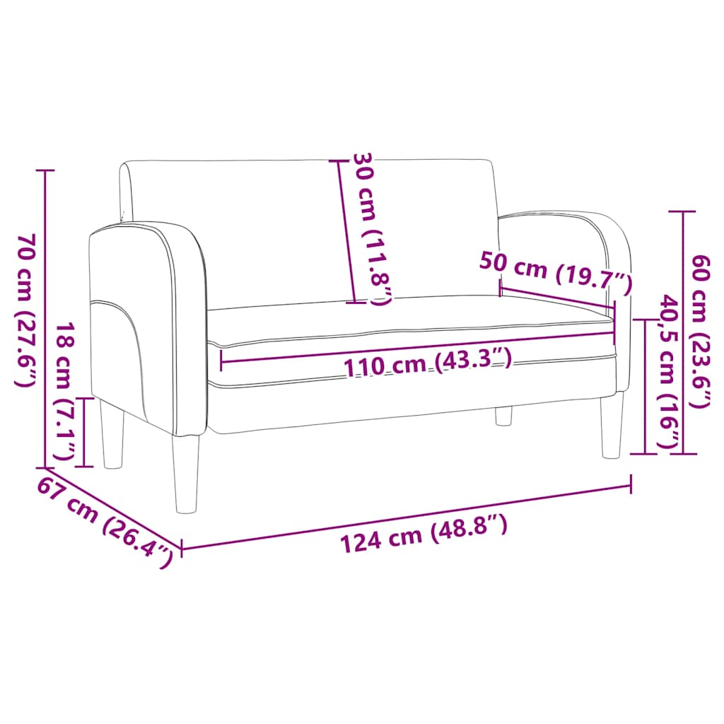 Zweisitzer-Sofa Schwarz 110 cm Kunstleder