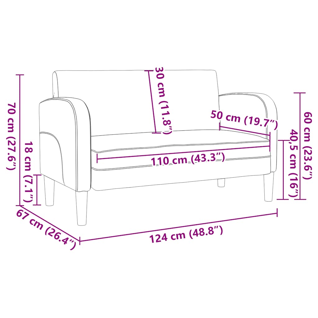 Zweisitzer-Sofa Creme 110 cm Kunstleder