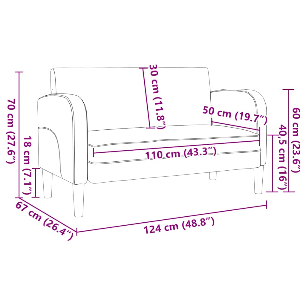 Zweisitzer-Sofa Weinrot 110 cm Kunstleder