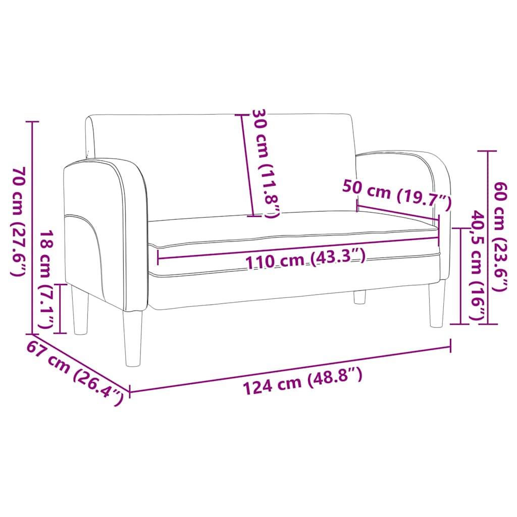 Zweisitzer-Sofa Cappuccino-Braun 110 cm Kunstleder